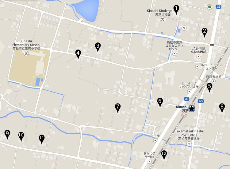 Mapa da aldeia de Bonsai Kinashi